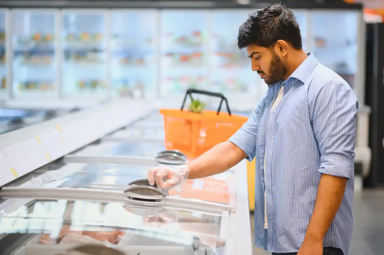 Homem e freezer Albimáquinas comércio de máquinas e equipamentos
